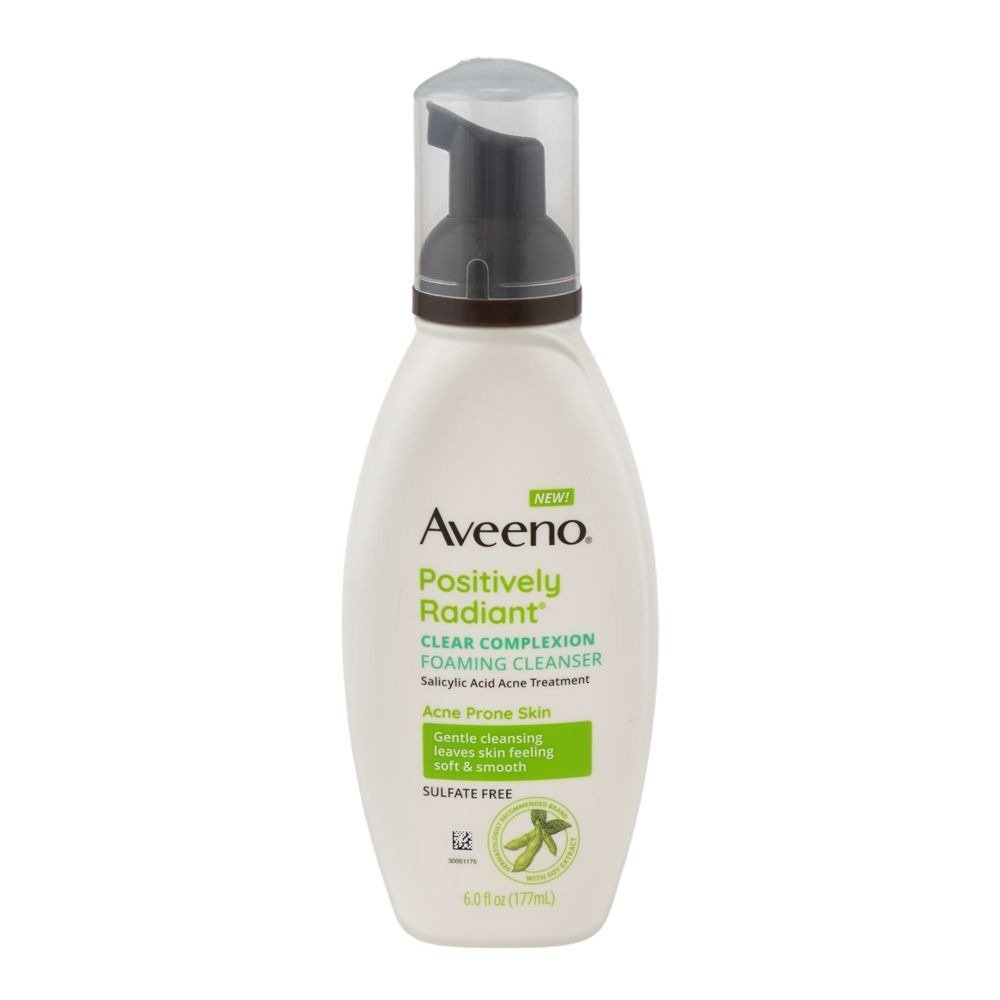 Aveeno - Positively Radiant Clear Complexion Foaming Cleanser Salicylic Acid Acne Treatment Acne Prone Skin Sulfate Free