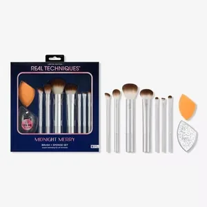 Real Techniques - Midnight Merry Brush+sponge Set (limited Edition) - Shade 2